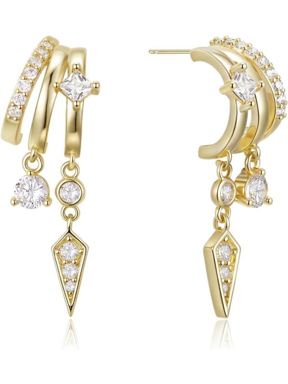 Elegant Marquise Cubic Zirconia Wedding Earrings, Crystal Dangle Drop Jewelry